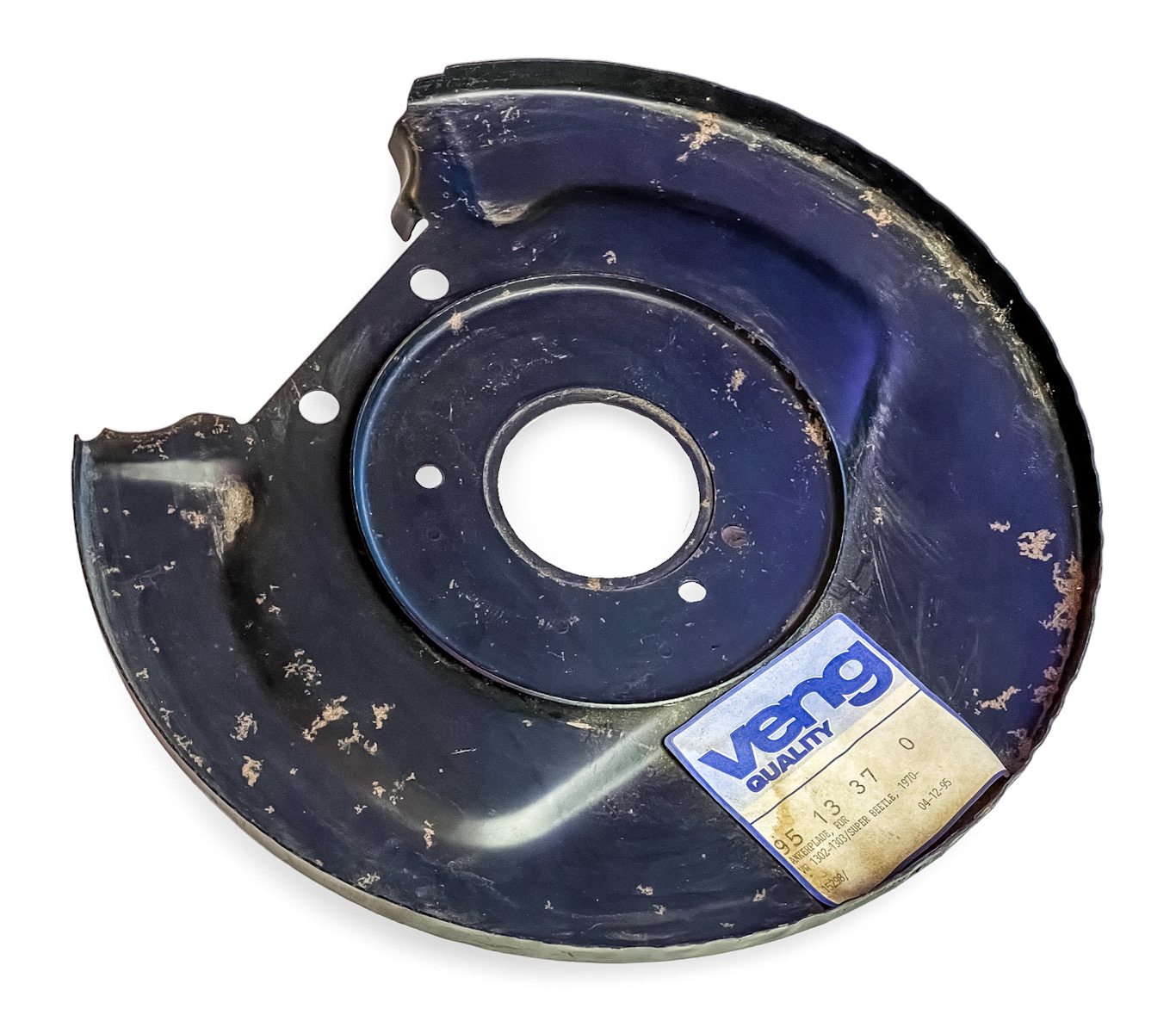 NEW ZINC COATED FRONT AXLE DISC BRAKE BACKING PLATE SPLASH GUARD RH or LH - 1970 & UP VOLKSWAGEN AIR COOLED TYPE 1 SUPER BEETLE 9153370 113405595