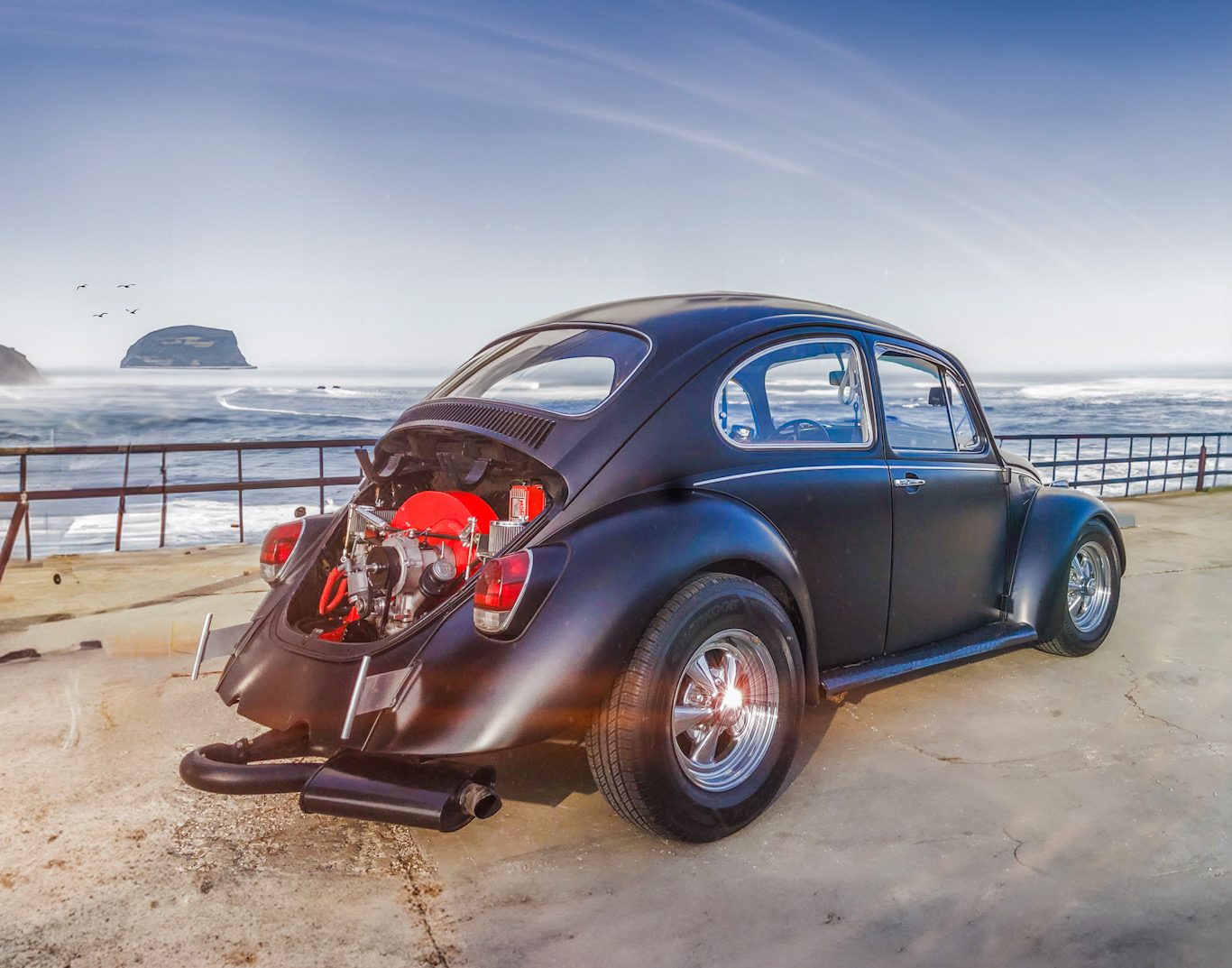 FULLY REPAINTED / BODY RESTORATION SATIN / MATTE BLACK FINISH - 1970 VW VOLKSWAGEN TYPE 1 BEETLE  |  INCL. CUSTOM RUNNING BOARDS / HP-1 TRANS W/ 4.12 R&P - .82 4TH - 200HP READY / OE 1967 MUSTANG CRAEGER RIMS & MORE!!!